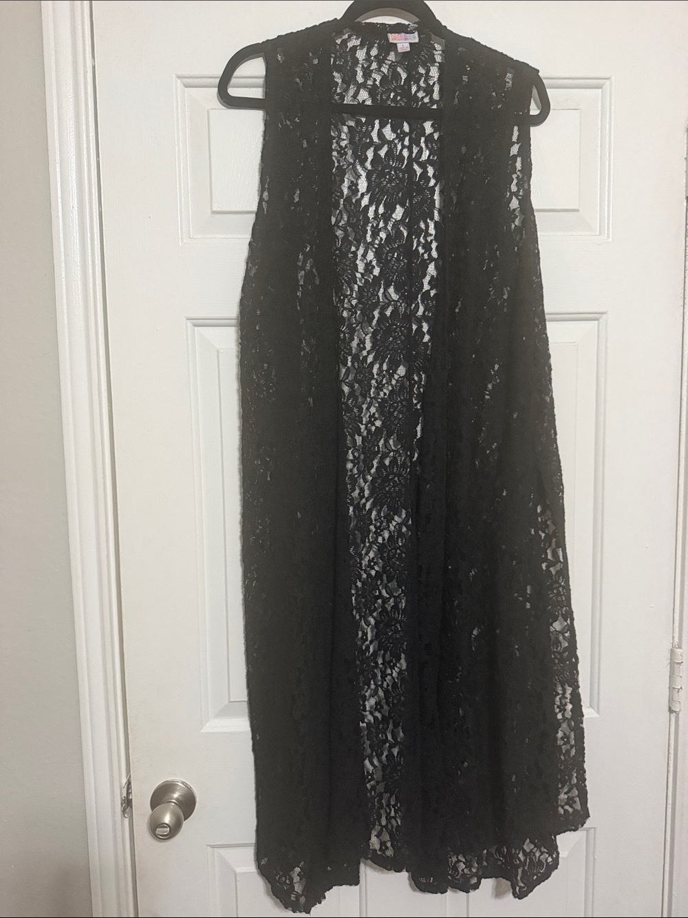 Black Lace Sleeveless Duster kimono